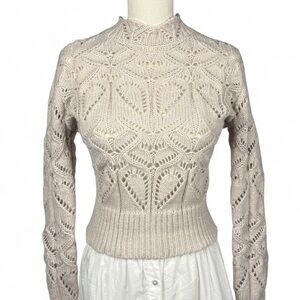 RIHOAS Cream Cable Knit Coquette Sweater